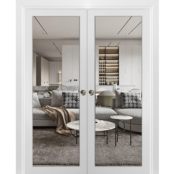 Sartodoors Double Pocket Interior Door, 64" x 80", White LUCIA2166DP-BEM-64 - main